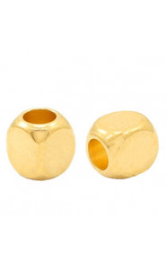 DQ metal beads Cube 3mm Gold